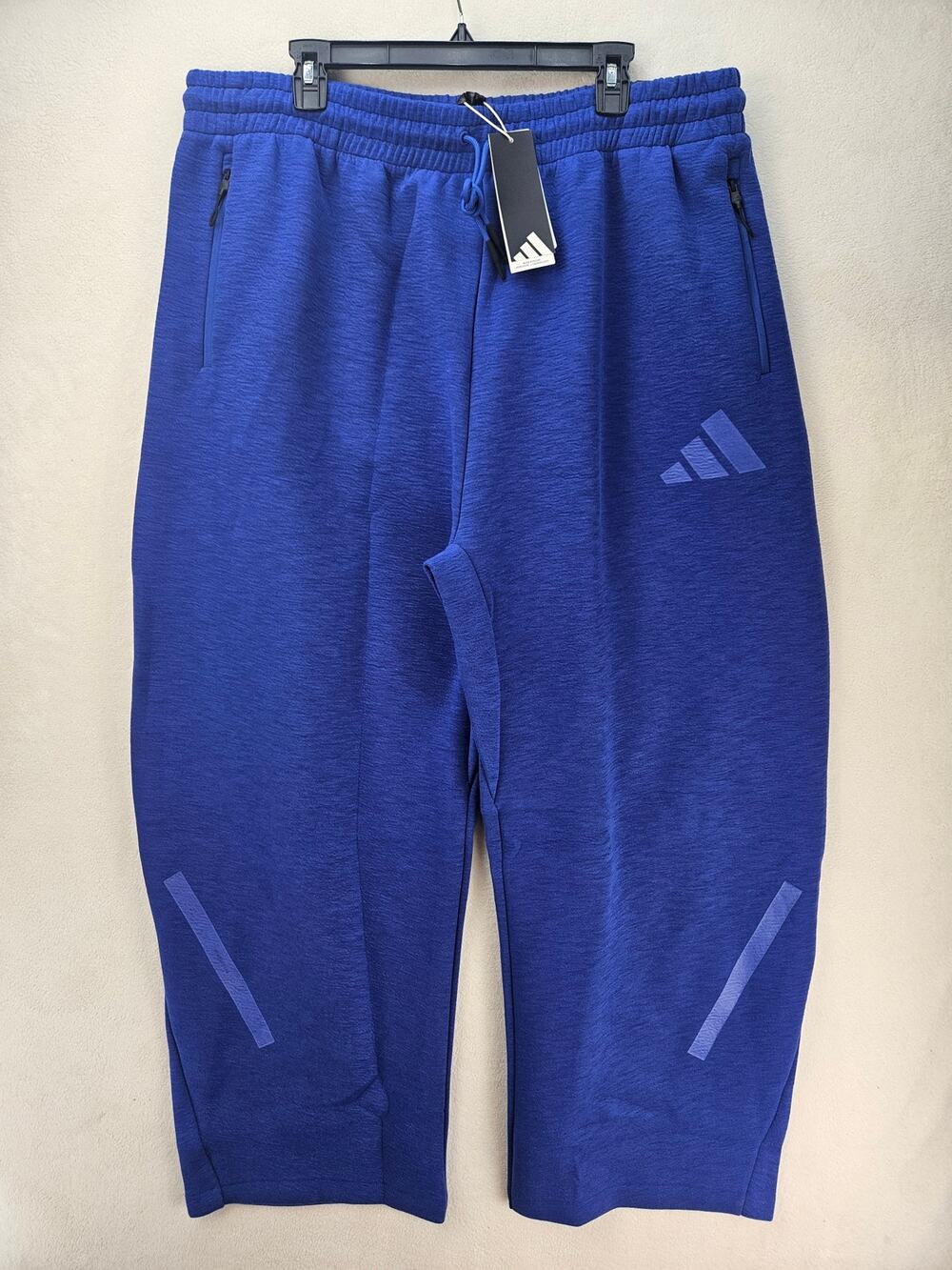 ADIDAS MEN'S XXL ZNE WOVEN BARREL PANTS WIDE LEG OPEN HEM LUCID BLUE KA0627